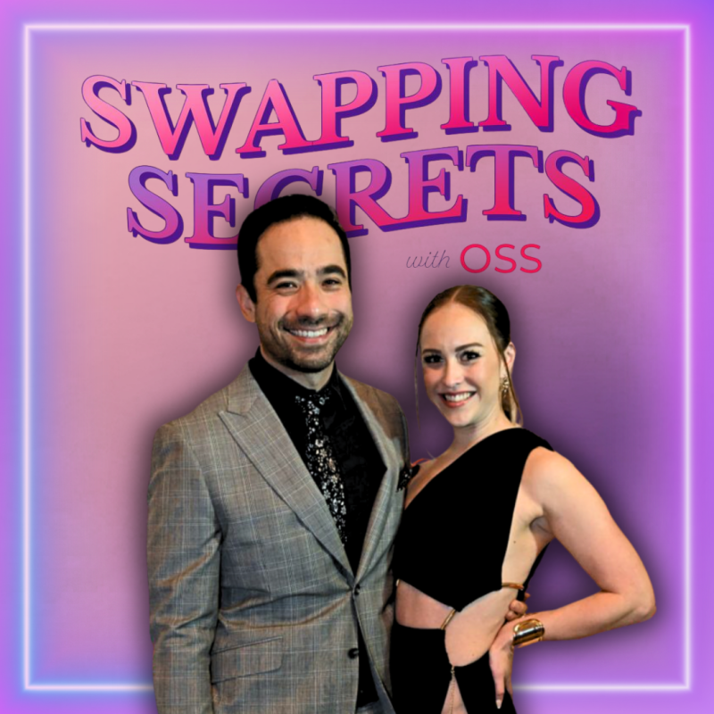 Podcast thumbnail featuring Jess and Lawrence with bold text: “Swinging Parents” and subtext: “Stigma & Scheduling Sex”